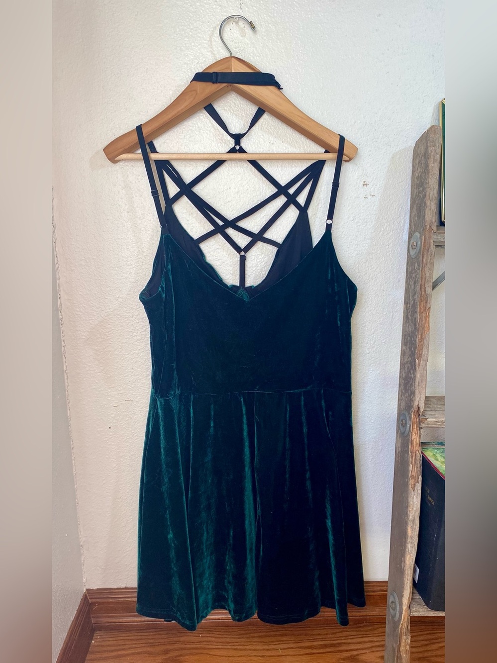 Killstar Magica Skater Dress with Hexagram Strap in Velvet Emerald Plus Size 4X - Picture 4 of 16